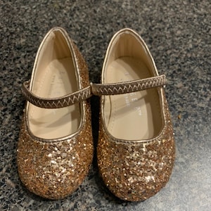 Rose Gold Rock Glitter Mary Jane Flats for Flower Girls Shoes - Etsy