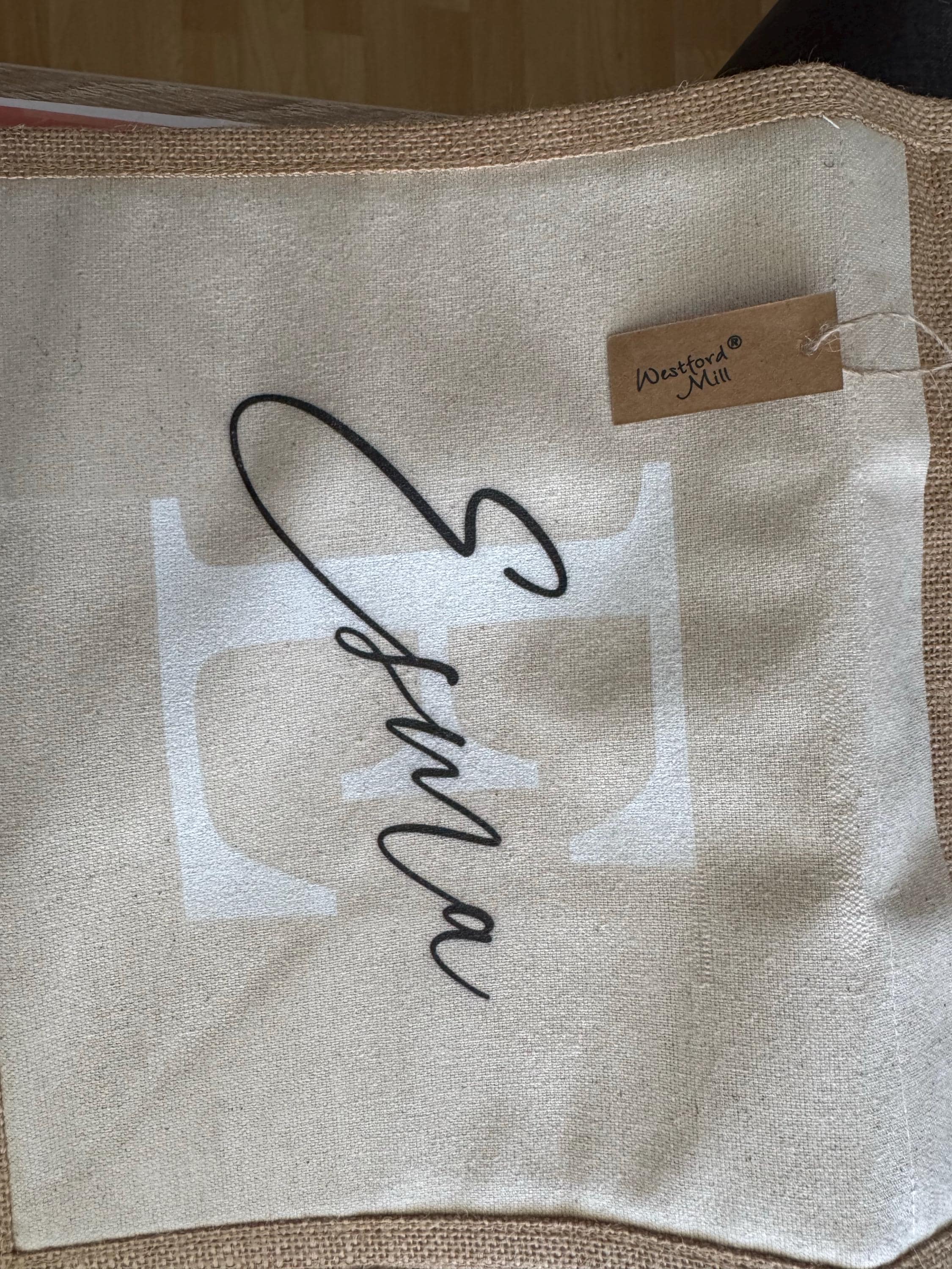Sustainable jute bag personalized with your name & initial | Gift idea jute bag shopping bag made of jute and cotton