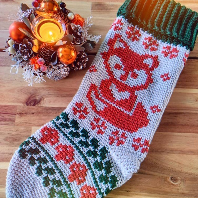 A customer's finished Woodland Fox Stocking Crochet Pattern