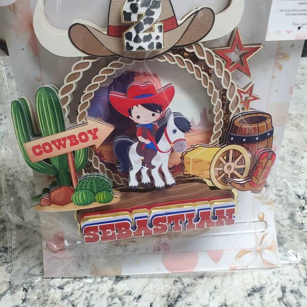 WeBenison 'My First Rodeo' Tortenaufsatz | Western 1. Geburtstag Deko In Schwarz & Glitzer