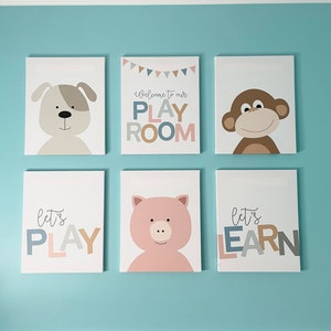 Set of 6 Monochrome Playroom Printable Wall Art, Black and White Kids ...