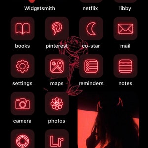 100 Red Neon App Icons Neon Aesthetic Ios 14 Icons Iphone Etsy
