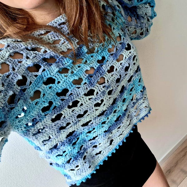MABLE Woman Cream Ruffled Lace Crochet Sweater