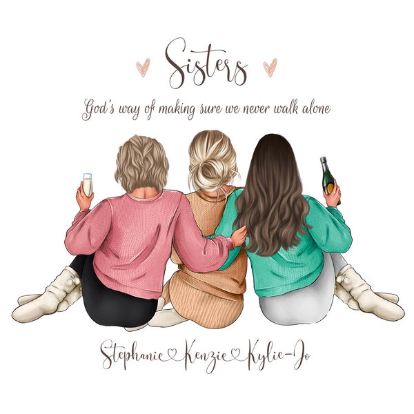 Personalized Best Friends Print Custom Group Of Three Birthday Gift Personalized Best Friends Print Custom Group Of Three Birthday Gift