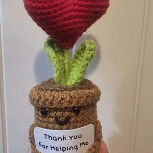 Cute 3PCS Plants,Thank You For Helping Me Grow,Crochet Sunflowers/Hearts/Rose Plants,Emotional Support Crochet,Thank You Gift,Teacher Gift