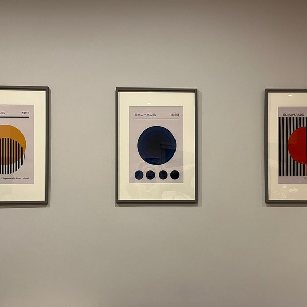 Bauhaus 1919 Wall Art Set of 3 Prints/ Modern Home Decor/ Bright Colour ...
