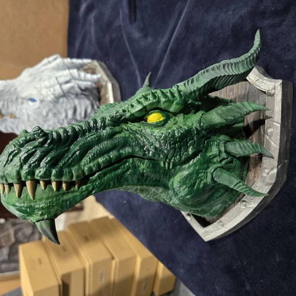Western Dragon Head Trophy - Exquisite 3D Printed Fantasy Decor - Ready ...