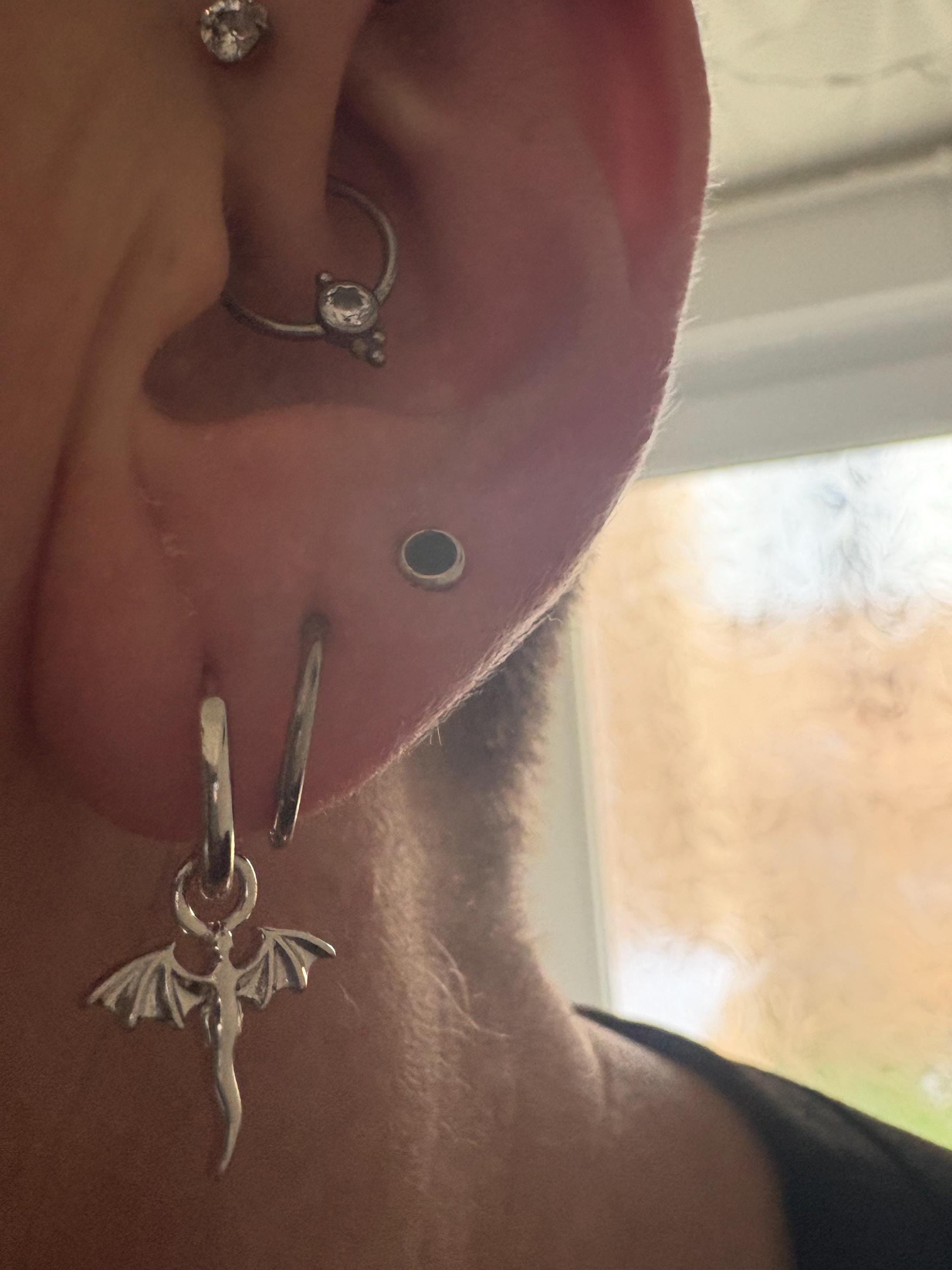 Tiny Dragon Huggie Hoop in Sterling Silver, Silver or Gold or Rose Gold, Dagon Dangle Hoop Earrings, Detachable and Interchangeable