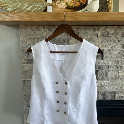 Women Vest, Linen Vest for Women, Tailored Vest, White Linen Vest ...