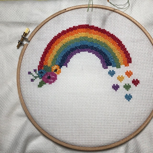 Embroidery Cross Stitch Floss Rainbow Pinwheel with grid Poster for Sale  by GranniePanties