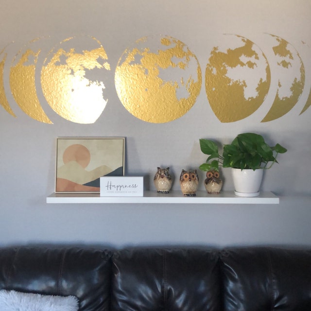 Mondphasen Wanddekor Aufkleber Gold Home Art Wohnzimmer