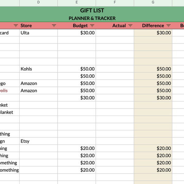 Christmas Planner & Budget Spreadsheet Google Sheets Excel Template ...