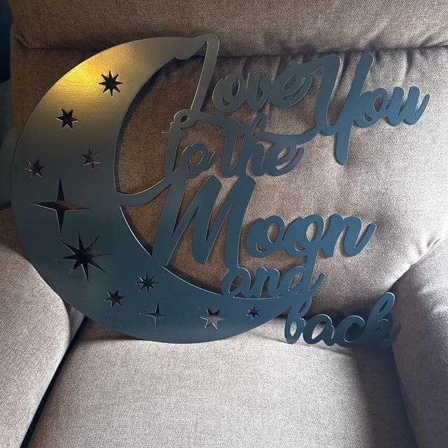 I Love You To The Moon and Back Targa in Metallo • Targa in Acciaio dell'Amicizia • Decorazione da Parete per Coppie • Appeso a Parete Moderno • Decorazione da Parete per