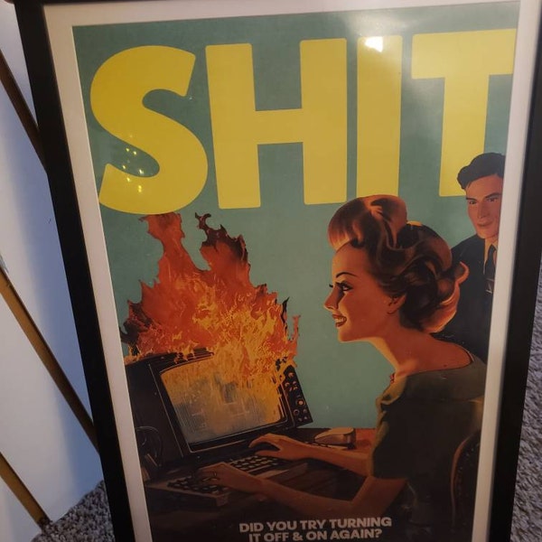 Funny IT Tech Support Poster, Retro Computer Wall Art, Sarcastic Office ...