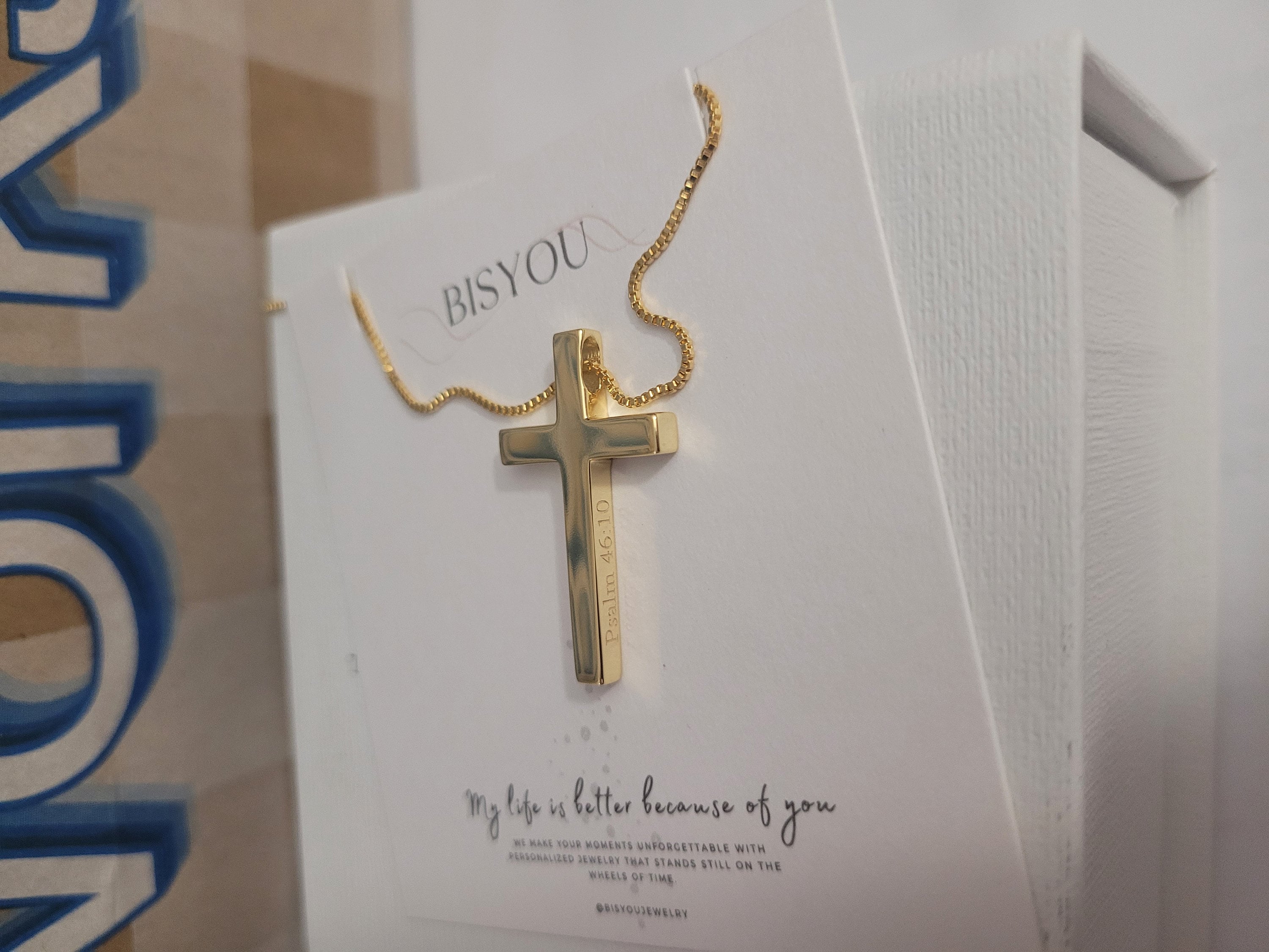 Personalized Cross Necklace in Gold / Silver / Rose Gold, Custom Bible Verse and Name Engraving, Religious Jewelry Gift for her