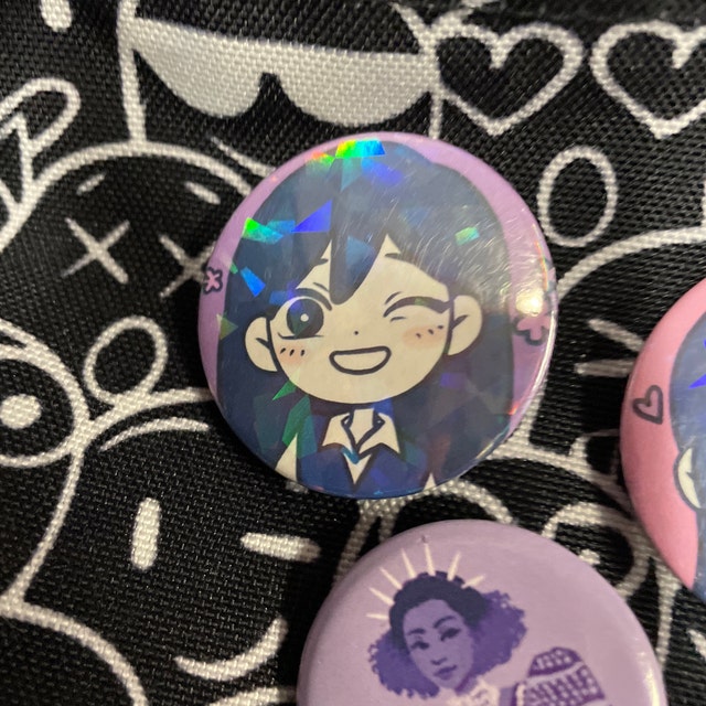 OMORI Holo Button Pins (1.5 Inch) - Sunny Aubrey Kel Hero Mari