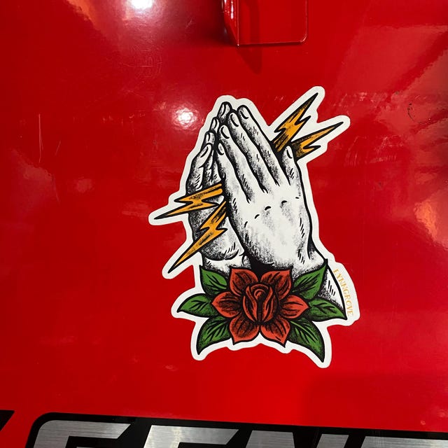 PRAY HANDS Lightning Bolt Sticker - Lineman Sticker, Hard Hat