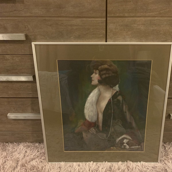 Cavalier King Charles Spaniel Dog Ziegfeld Girl Figurative Art Deco