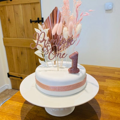 Number 1 Rose Gold Glitter Candle, 1st Birthday Candles, Birthday Cake