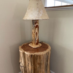 Set of 2, the Little Sawtooth Mountain Log Table Lamp W/12 Rawhide ...