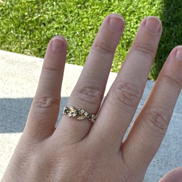 PAYMENT PLAN for Samuel Hooker, Pear Moss Agate Engagement Ring Set