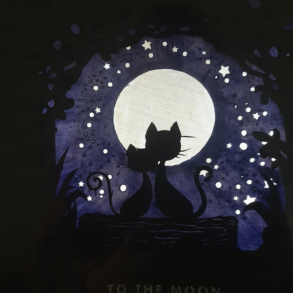 3D Paper Cut Light Box Template Digital SVG Files LOVE CAT - Etsy