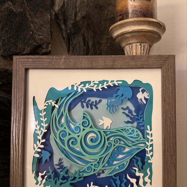 Dolphin 3D Shadow Box SVG, Multilayer Mandala Wall Art (digital ...