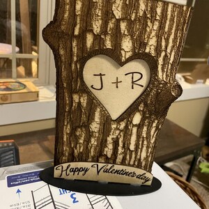 Carved Heart, Tree Trunk Heart, Valentine Message, SVG, Laser