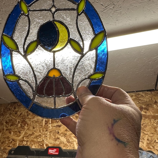 Mandala Moon Stained Glass Pattern, Stained Glass Patterns, Digital ...