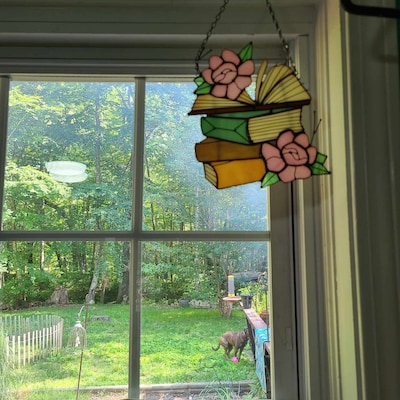 Suncatcher Cat Reaching for a Human Hand With Its Paw Stained Glass ...
