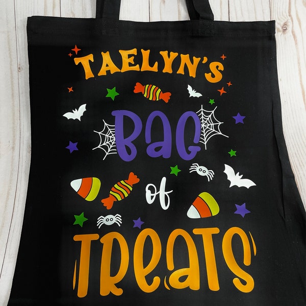 Custom Halloween Trick or Treat Bag SVG PNG: Kids Name Design (digital ...