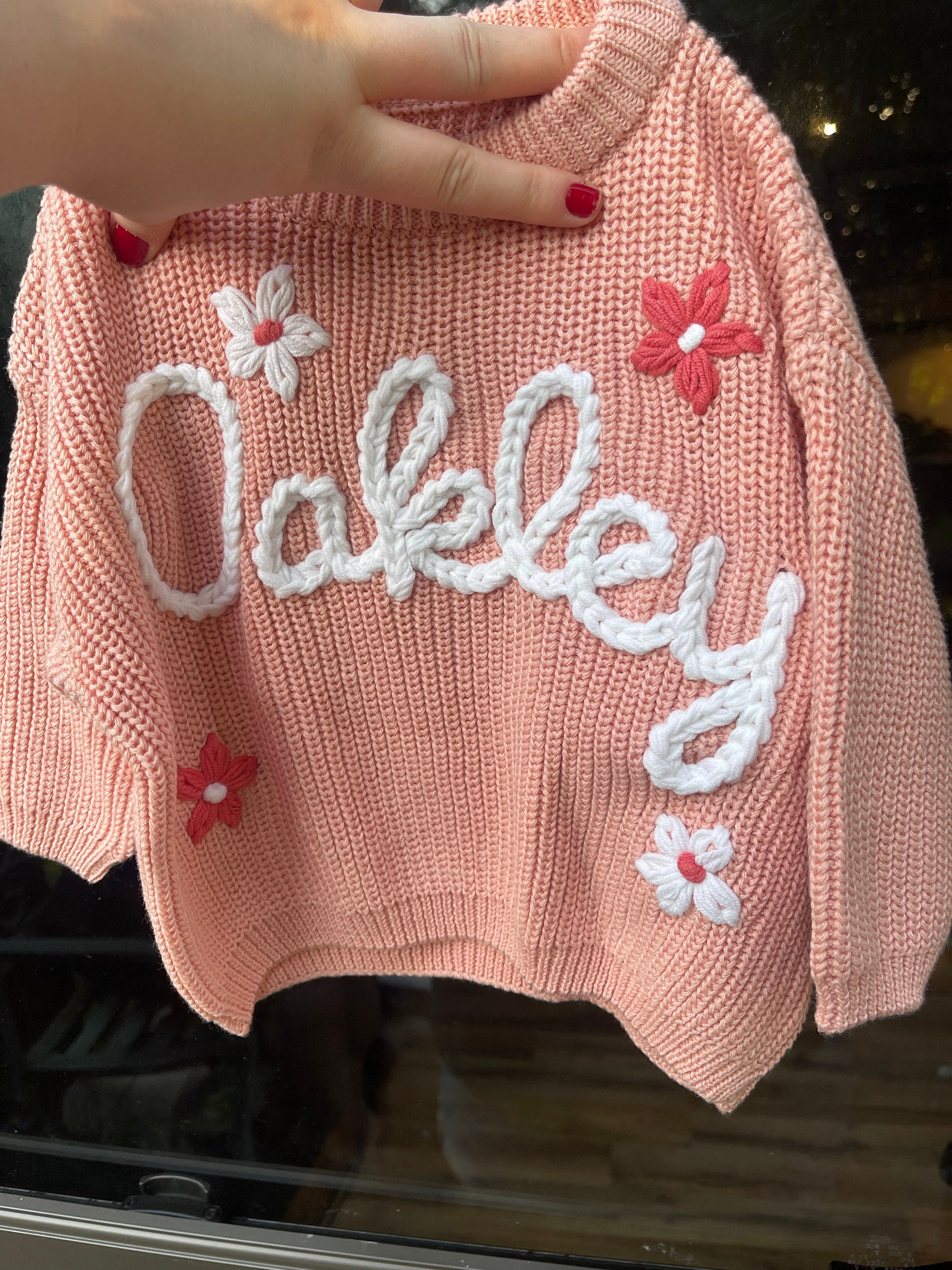 Custom Name Baby Sweater,Personalized Hand Embroidered Baby Sweater,Cute Baby Girls Sweater With Name,Baby Shower Gift,Christmas Gift Baby