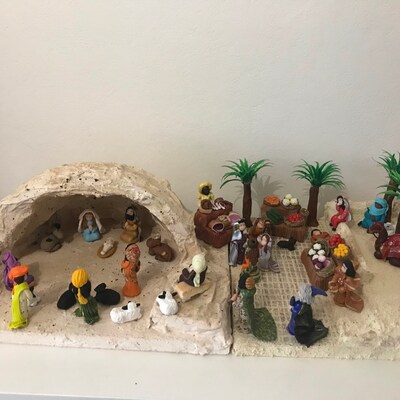 GRANDE CRÈCHE DE Noël avec santons , 49 cm EUR 29,90 - PicClick FR