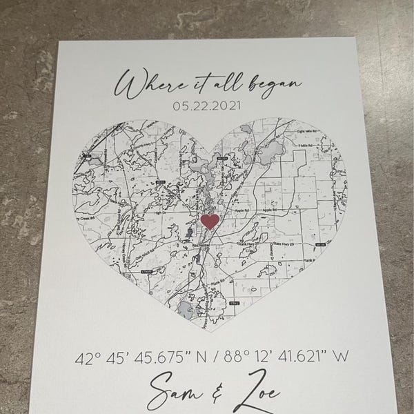 Where We Met Map, Personalized Couples Gift, Custom Map, Boyfriend Gift ...