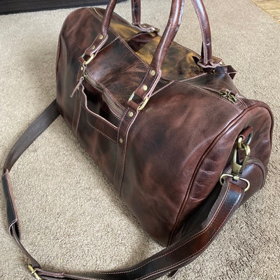 Lifetime Warranty Leather Duffle Bag Large Weekend Bag Vacation ...