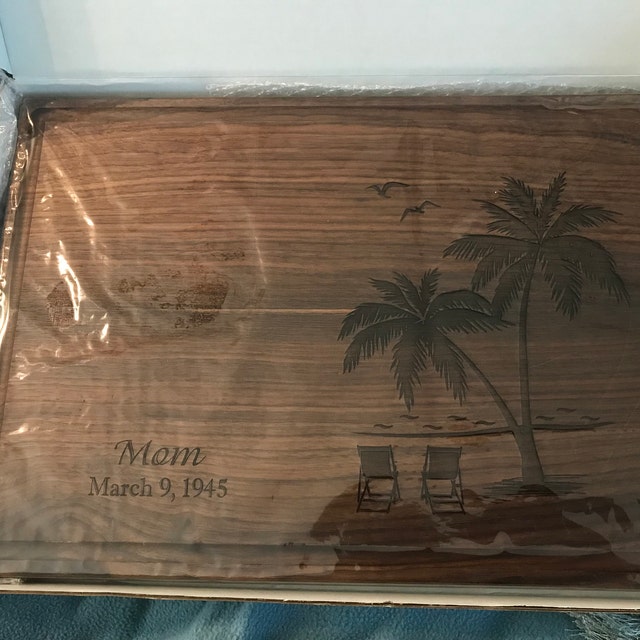Handmade Cutting Board Personalized Tropical Beach Design 409-wedding &  Anniversary Gift for Couples-housewarming and Closing Present 