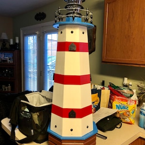 Solar lighthouse wooden decorative lawn and garden yard | Etsy
