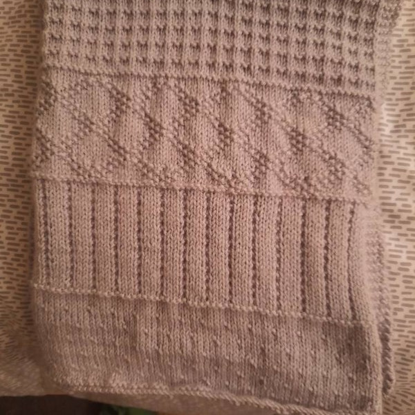 Knitting Pattern ~ Easy Sampler Baby Blanket in DK Yarn ~ ENGLISH ~ PDF ...