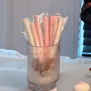 Pink and White Chocolate Covered Pretzel Rods / Favors Perfect for Princess Parties / Baby Girl Shower / Bridal Party / Dark and Light Pink