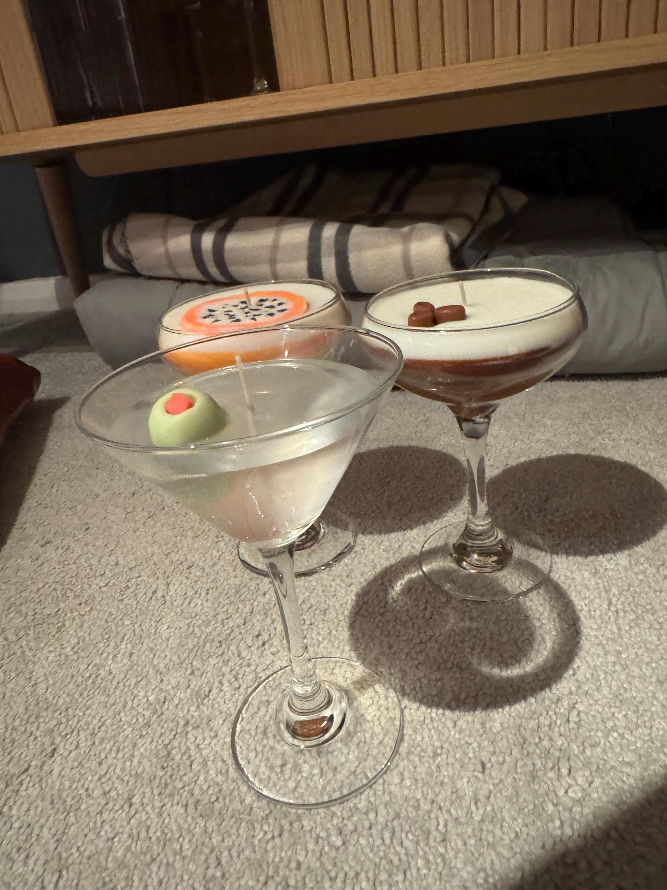 Passion fruit Martini Candle Tall Stem Coupe Glass Realistic  / Martini Candle /  Martini Lovers / cocktail Lovers
