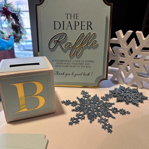 Diaper Raffle Game Kit With Sign and Mini Card Box in Blush Pink and ...