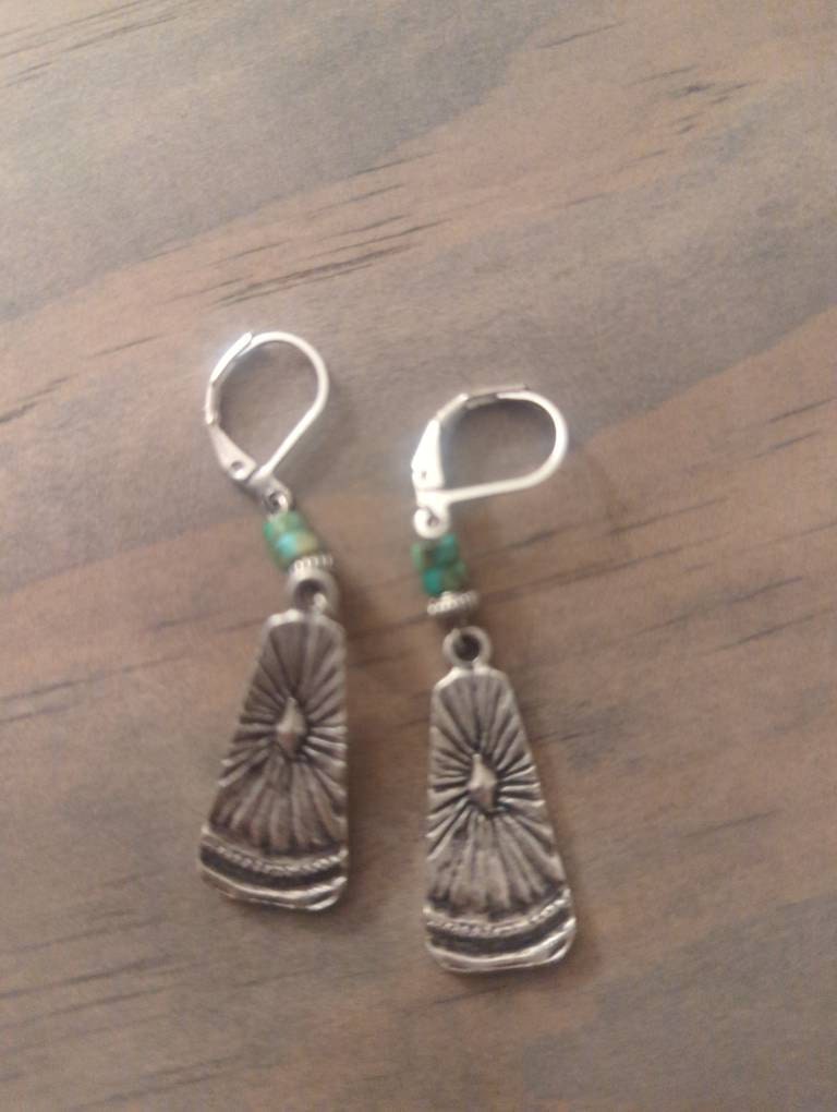 Silver Genuine Turquoise Earrings Dangle Earrings Boho Earrings Drop earrings Boho jewelry Stone Earrings Bohemian earrings Gift For women