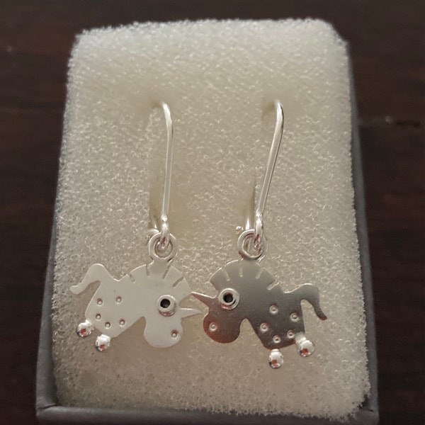 Kitty CAT Stud Earrings Sterling Silver Black Patterned Mini Zoo Series ...