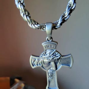 Pendentif Croix Jésus-Christ INRI En Argent Sterling 925 - Bijou Religieux Unisexe, Neuf Sans Emballage
