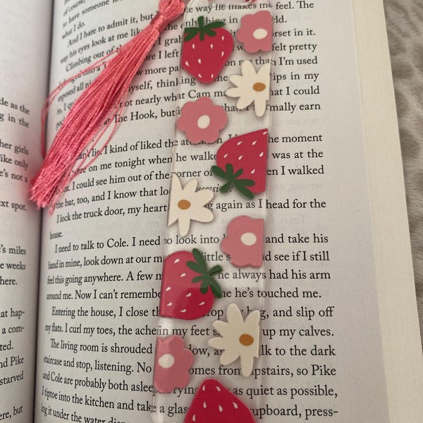 Cute Acrylic Bookmarks With Tassels Strawberry Cherry Daisy