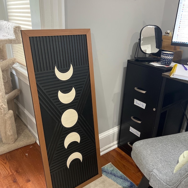 Moon Phases Wood Wall Art - Modern Wood Art - Lunar Phases - Full Moon ...