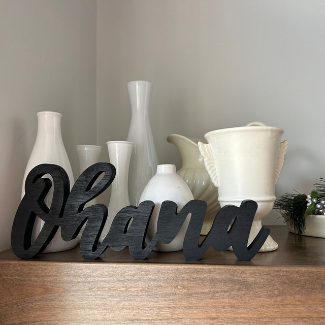Freestanding Ohana Sign | Hawaiian Beach Décor | Script Ohana Sign
