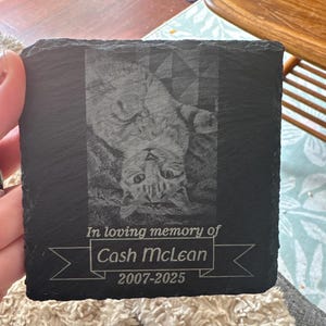Cat Memorial Plaque, Customised For Pet, Cat, Dog Slate Stone Cat Grave Marker Photo Name Date Personalised