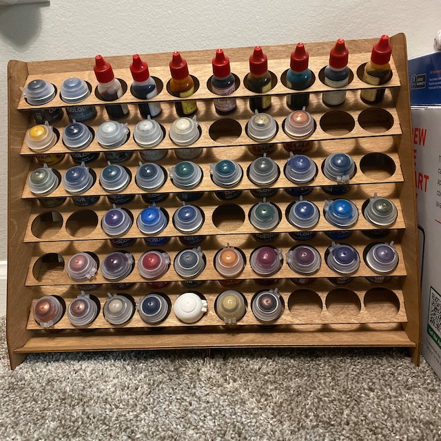 Plydolex Citadel Paint Rack Organizer with 60 Holes for Miniature Paint Set  - Wall-mounted Wooden Craft Paint Storage Rack and OPI organizer- Craft  Paint Holder Rack 16x5.2x12.6 inch 60 Holes Citadel