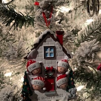 Personalized Family of 4 Home Ornament With 2 Dogs or Cats Added 4 ...
